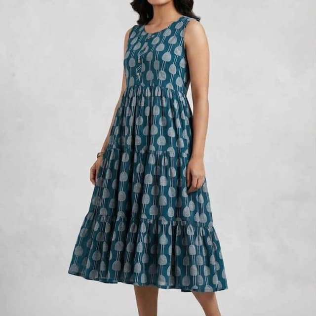 Teal with white/grey print Dress