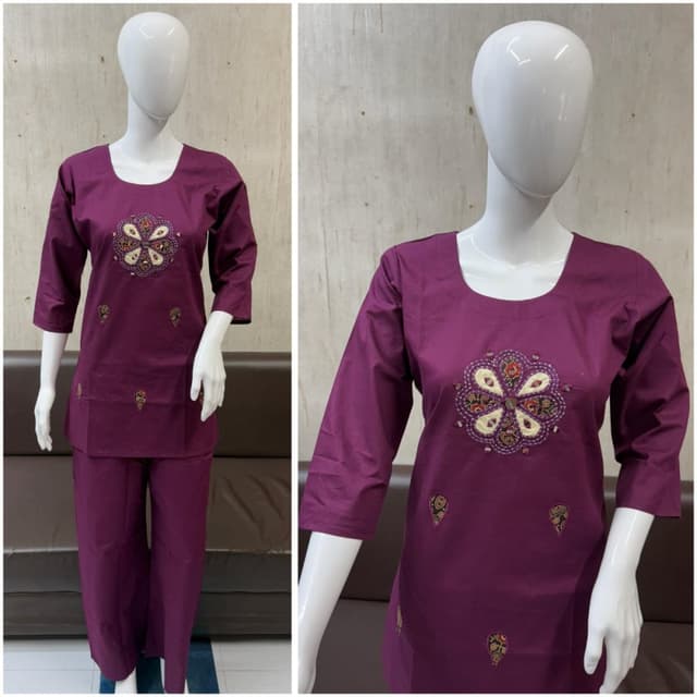 Deep Purple, Gold, Cream, Red, Green Kurta Pant Set