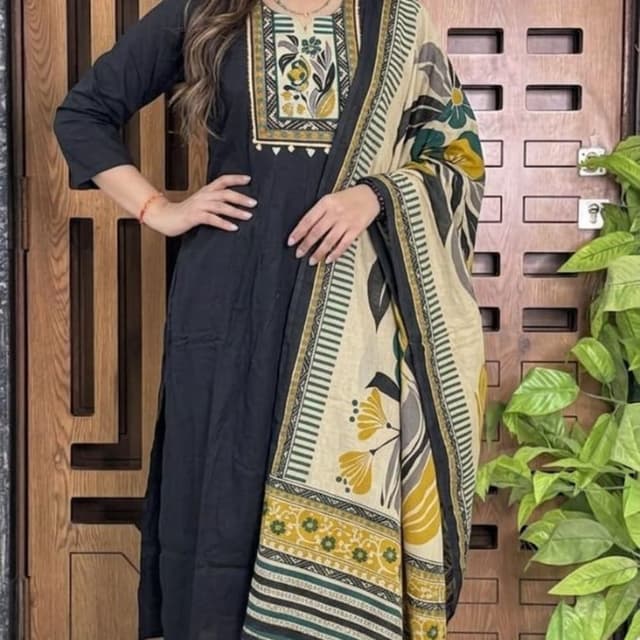 Black, Cream, Yellow, Green, Grey Kurta Set