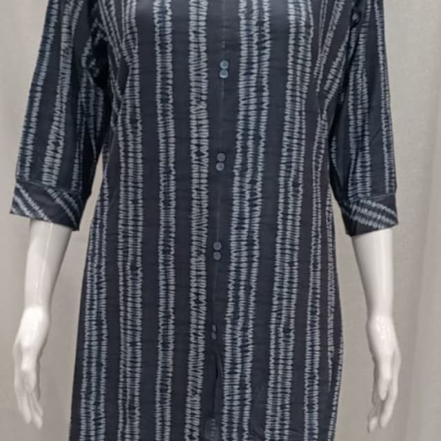 Dark blue and white tie-dye pattern Kurta