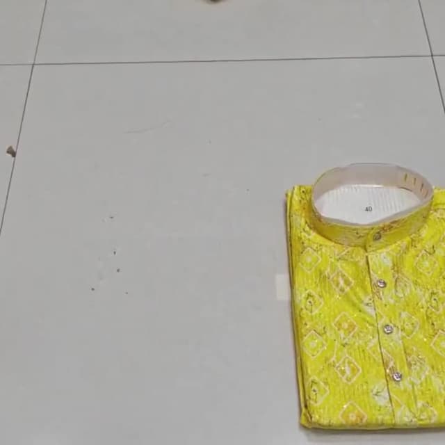 Yellow with subtle white/silver pattern Kurta