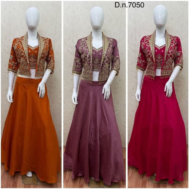 Orange, Purple, Red, Gold Lehenga Choli with Jacket