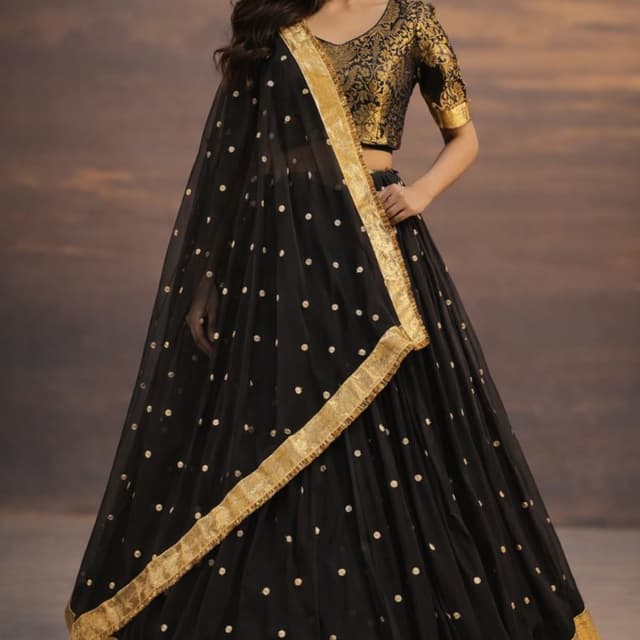 Black and Gold Lehenga Choli