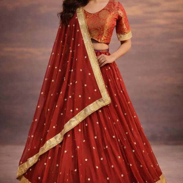 Red and Gold Lehenga Choli