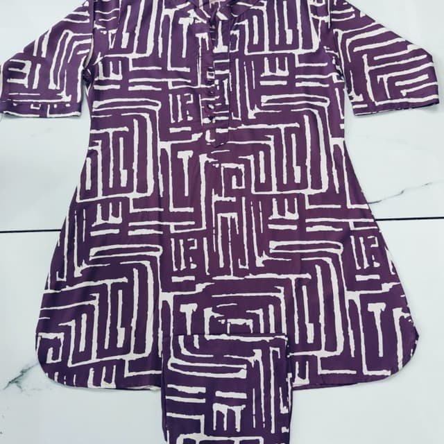 Purple and White Kurta with Pants
