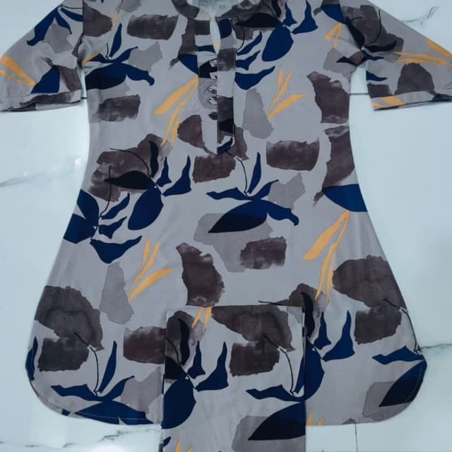 Grey, Blue, Brown, Yellow Kurti and Pants Set