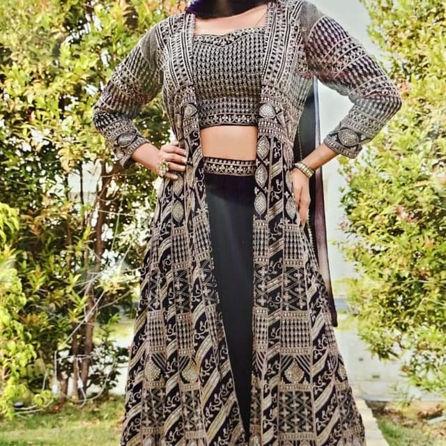 Black and Gold Lehenga Choli with Jacket