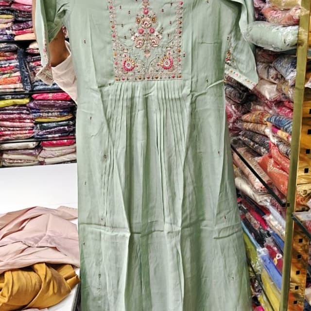 Light Green, Pink, White, Gold Kurti