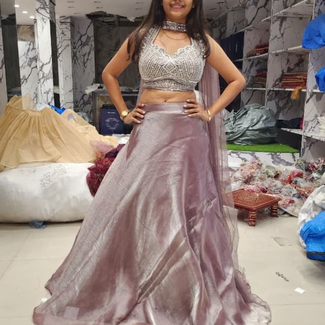 Silver, Lavender Lehenga Choli