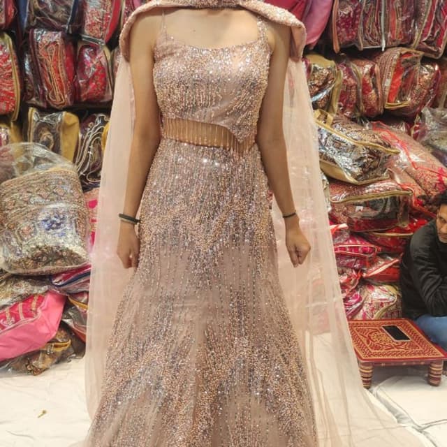 Rose Gold, Beige Lehenga Choli