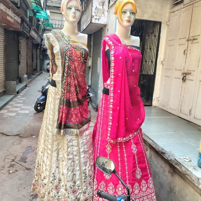 Pink, Cream, Green, Red, Gold Lehenga Choli