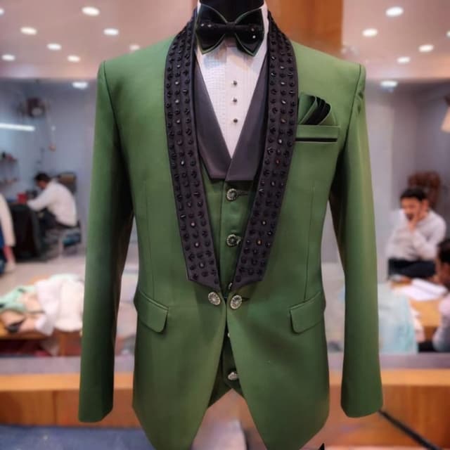 Green and Black Suit