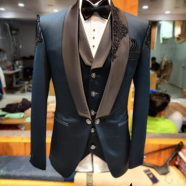 Teal and Brown with Black Embellishments Tuxedo/Suit