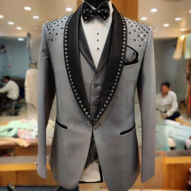 Grey and Black Suit