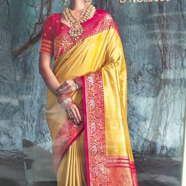 Yellow and Pink Saree