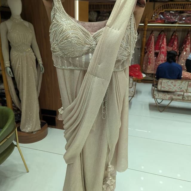 Beige, Gold, Pearl White Lehenga Choli