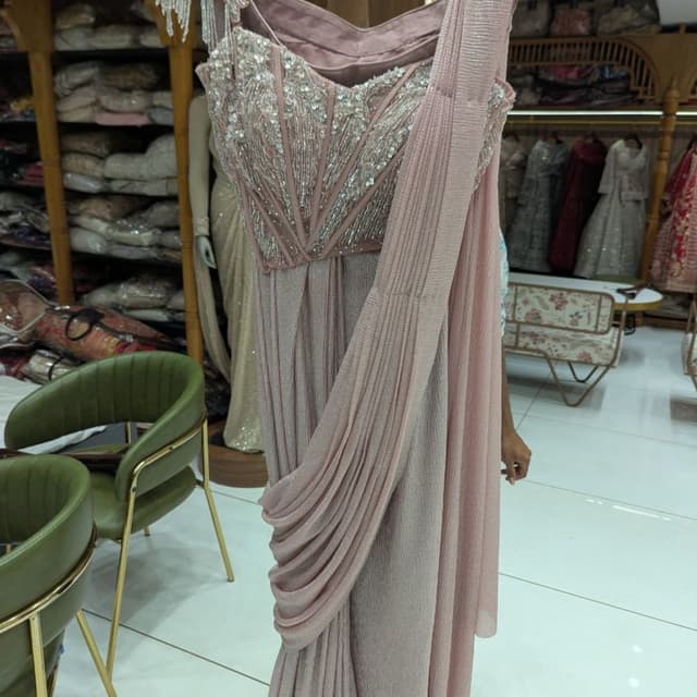 Rose Gold / Blush Pink Saree Gown / Dress