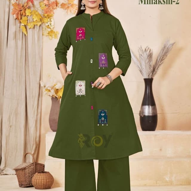 Olive Green, Pink, Purple, Blue, White Kurta and Palazzo Set