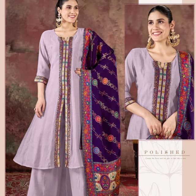 Lavender, Purple, Multi-color accents Salwar Kameez