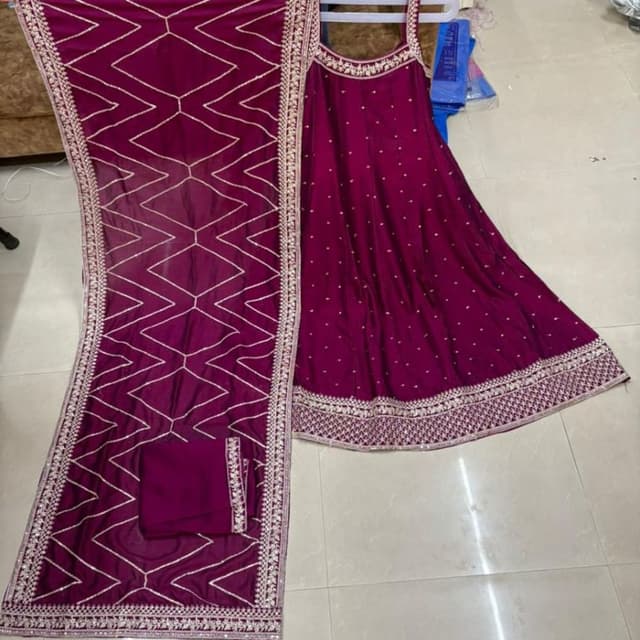 Deep Purple with Silver embellishments Lehenga Choli
