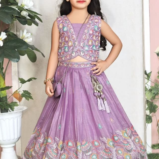 Lavender with multicolor embroidery Lehenga Choli
