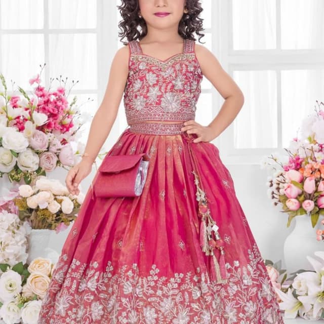 Pink, Silver Lehenga Choli