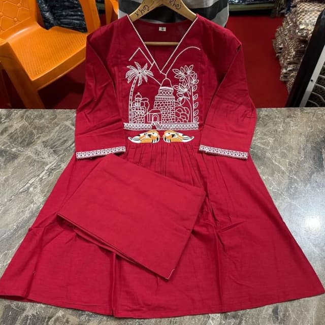 Red, White, Yellow, Black, Orange Kurti and Pants Set