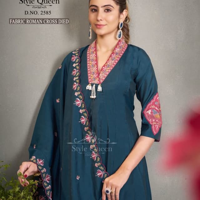 Teal, Pink, Yellow, Blue, White Kurta with Dupatta