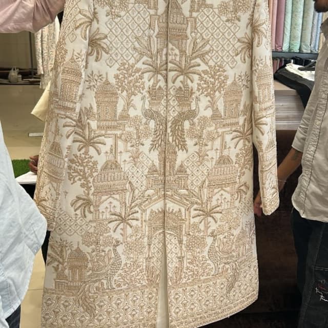 Off-white and gold Sherwani