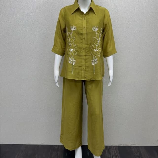 Olive Green Co-ord Set (Shirt and Pants)