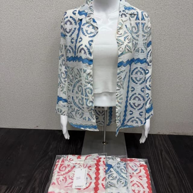 White with blue and red prints Shirt