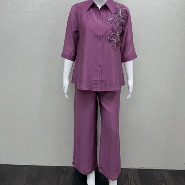 Purple Co-ord Set (Shirt and Pants)