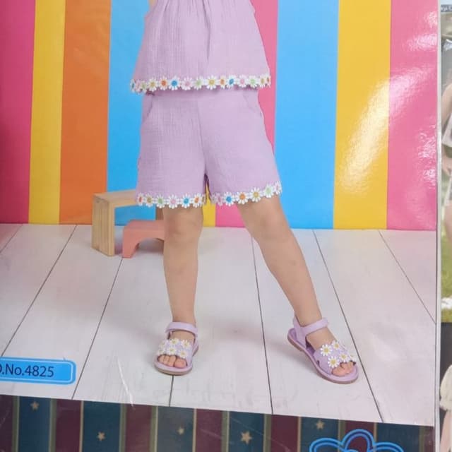 Lavender, White, Yellow, Orange, Green Shorts Set