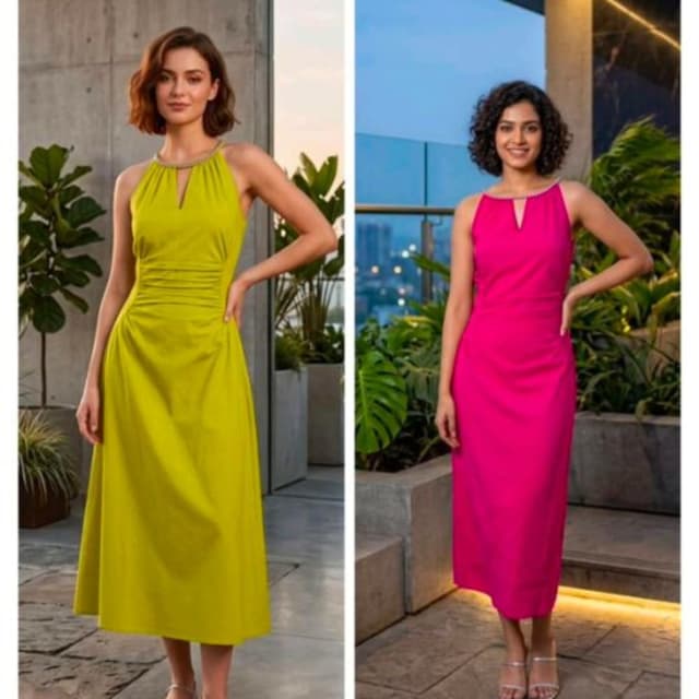 Lime Green, Hot Pink Dress