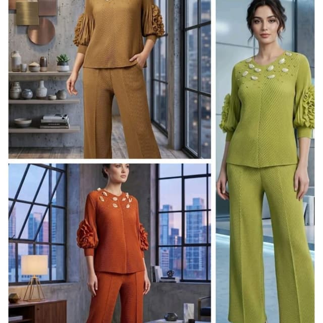 Olive Green, Mustard Brown, Burnt Orange Pantsuit, Co-ord Set