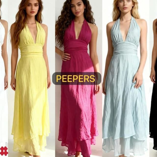 Yellow, Magenta, Sky Blue Maxi Dress