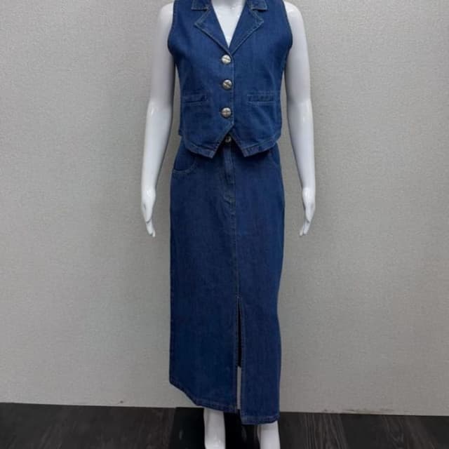 Blue Denim Co-ord Set (Vest and Skirt)