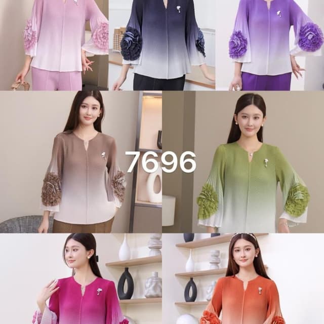 Ombre gradients in purple, blue-to-white, brown-to-white, green-to-white, pink-to-white, and orange-to-white. Blouse