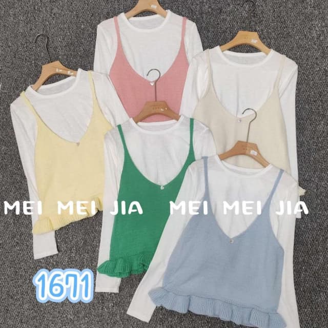Pastel Mix (Pink, Yellow, Green, Blue, Cream, White) Layered Top Set