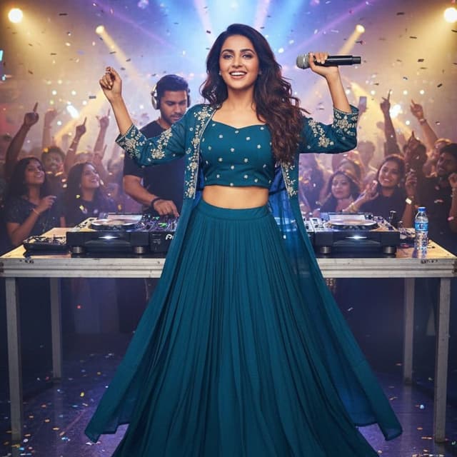 Teal Lehenga Choli Set with Jacket
