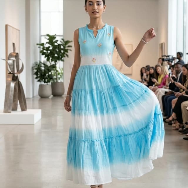 Blue and White Ombre Maxi Dress