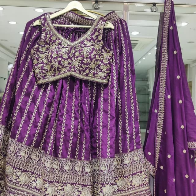 Deep Purple with Gold Embellishments Lehenga Choli