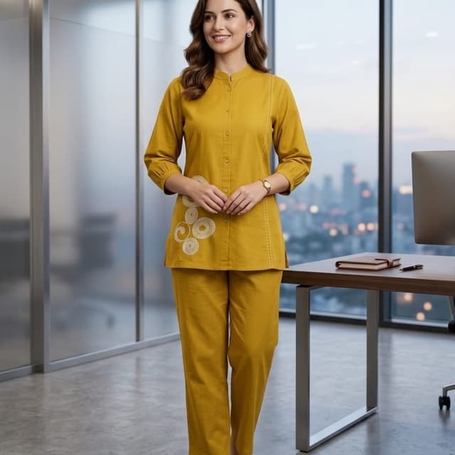 Mustard Yellow Kurti and Pants Set