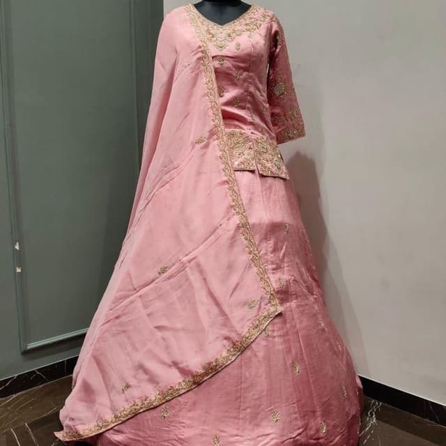 Pink and Gold Lehenga Choli