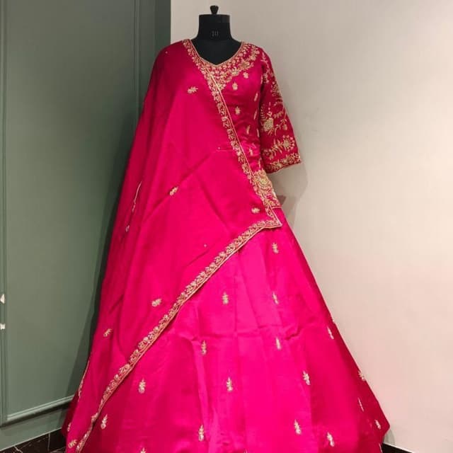 Hot Pink with Gold Embellishments Lehenga Choli