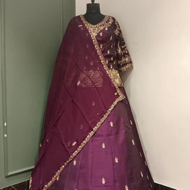 Deep Purple with Gold Embellishments Lehenga Choli
