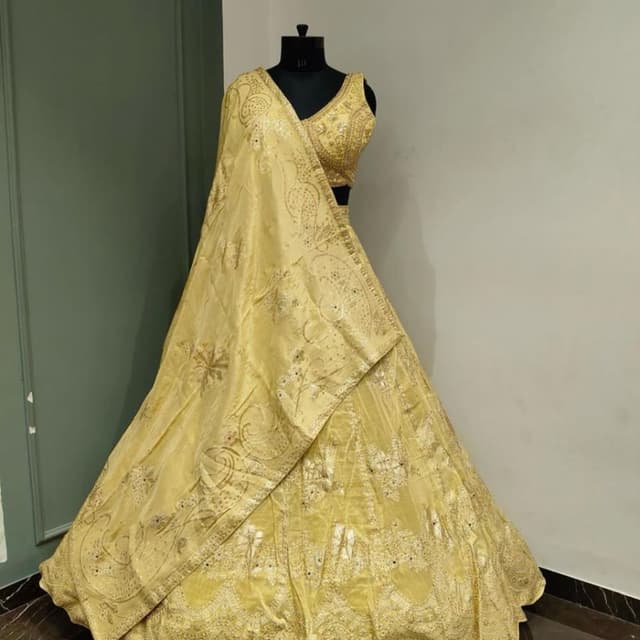 Yellow, Gold Lehenga Choli
