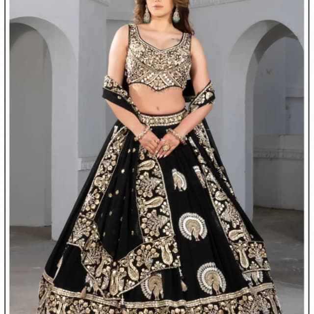 Black and Gold Lehenga Choli