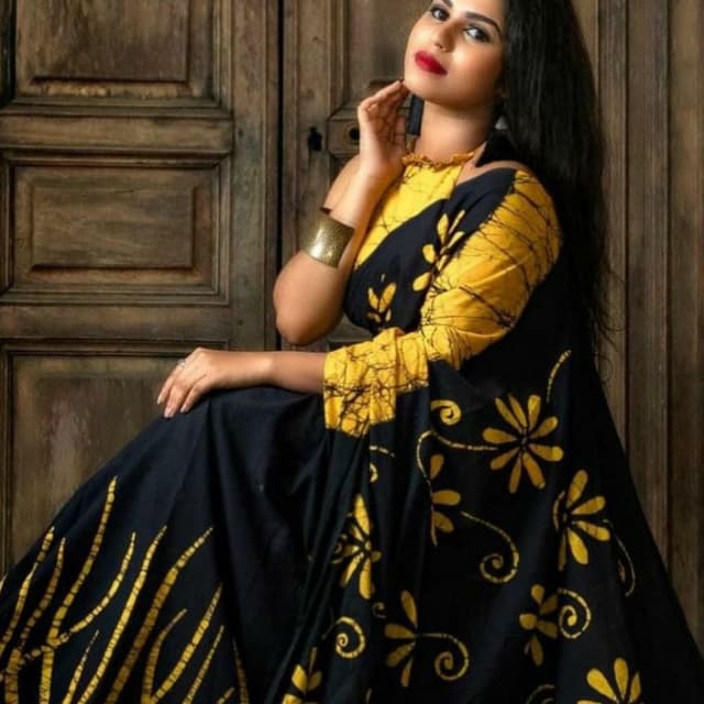 Black and Yellow Saree