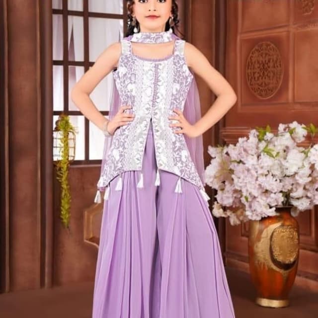 Lavender, White Sharara Set